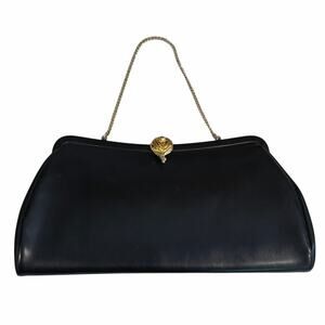 Vintage Admiral black evening bag with gold tone handle